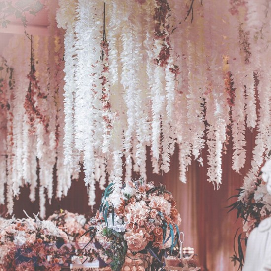 100CM artificial Cherry blossom vine silk flowers Sakura for party Wedding ceiling decor fake garland arch ivy diy party decor 100CM artificial Cherry blossom vine silk flowers Sakura for party Wedding ceiling decor fake garland arch ivy diy party decor